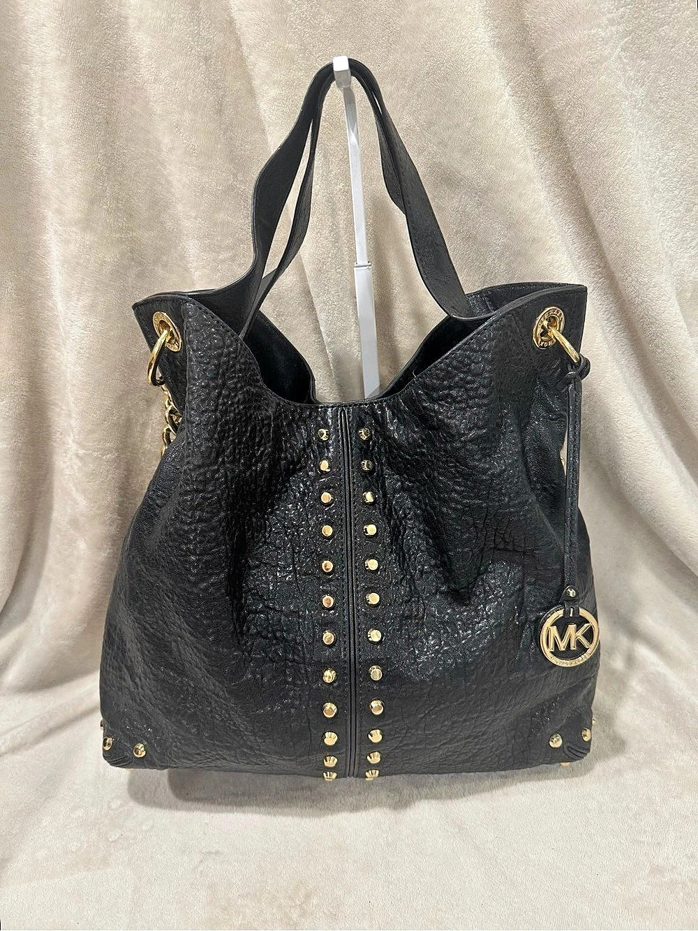 Michael Kors Astor Studded Leather Hobo Bag Black
